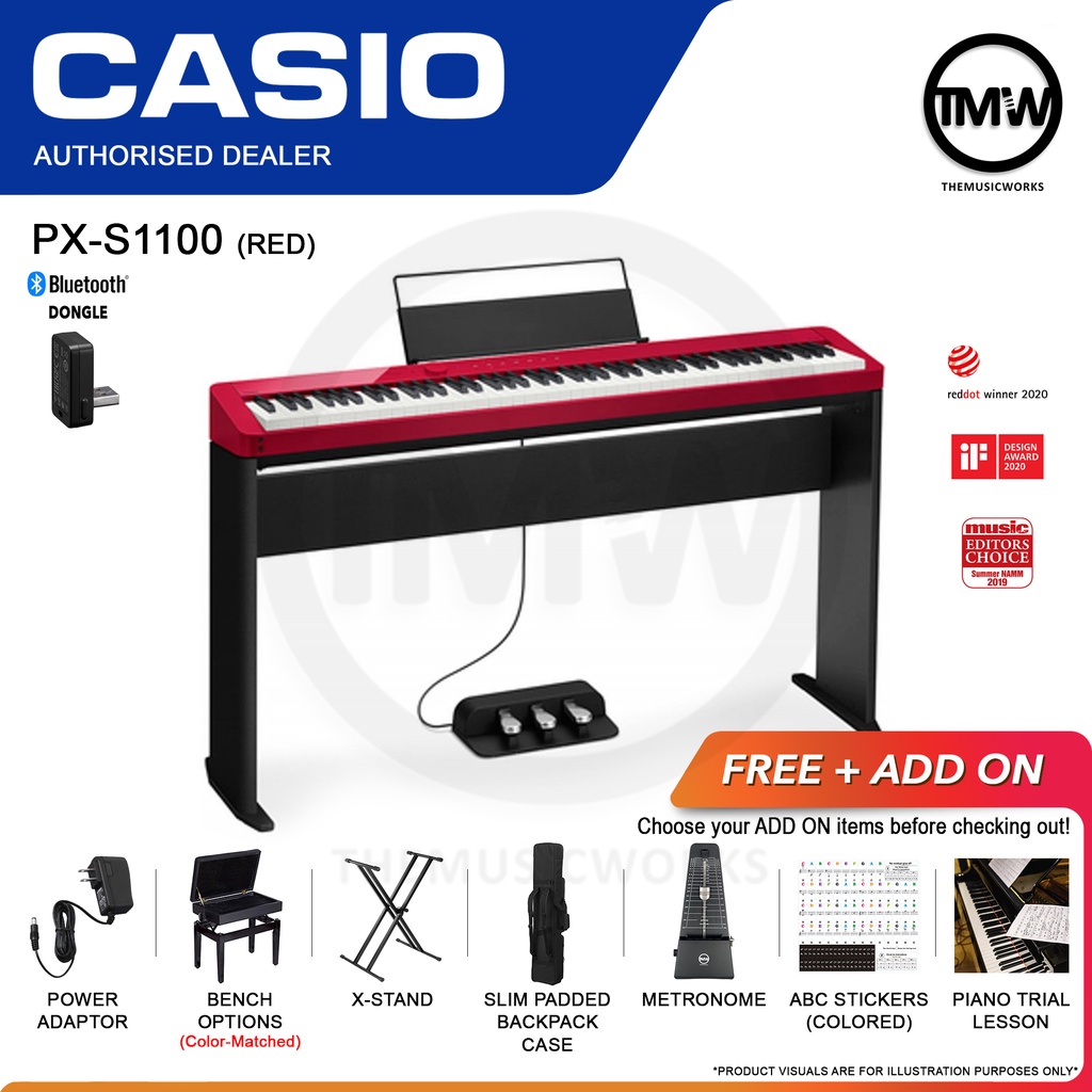 Casio Digital Piano PXS1100 Red Privia 88 keys Hammer Action PXS1100