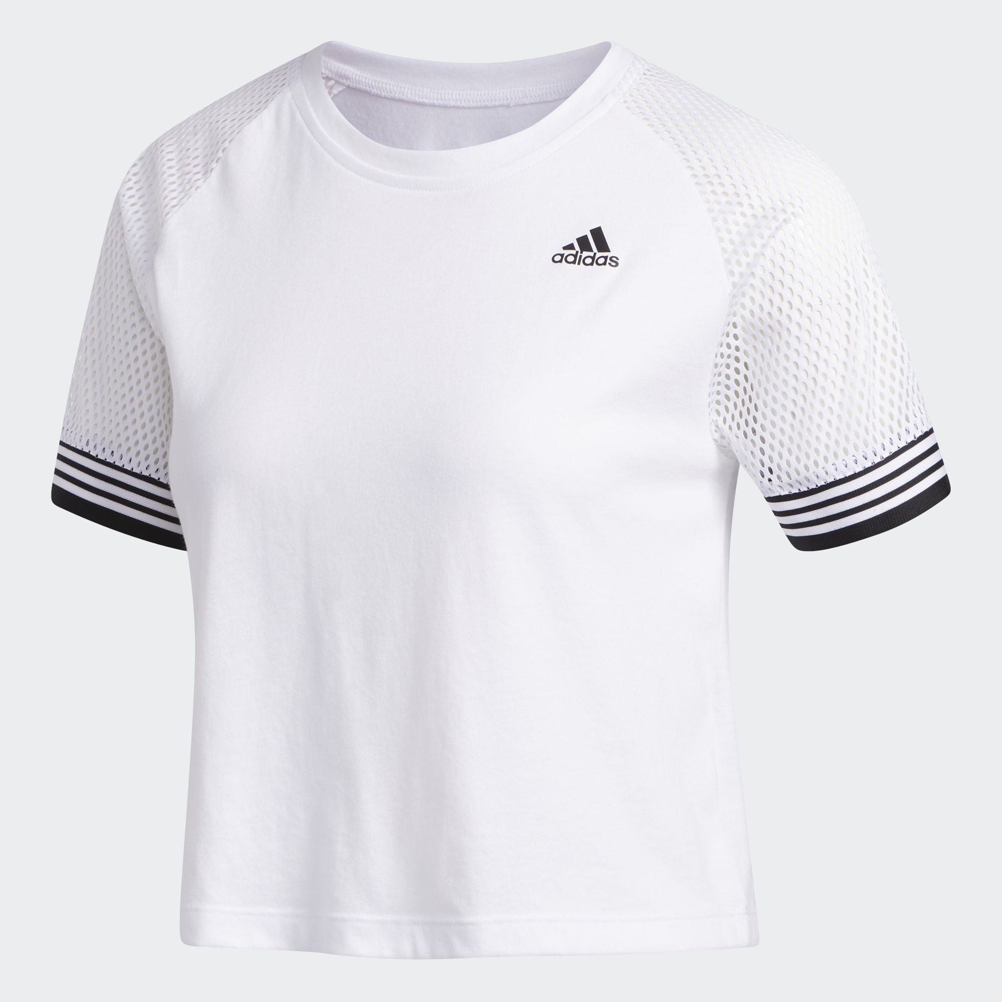 adidas 3 stripe ringer tee
