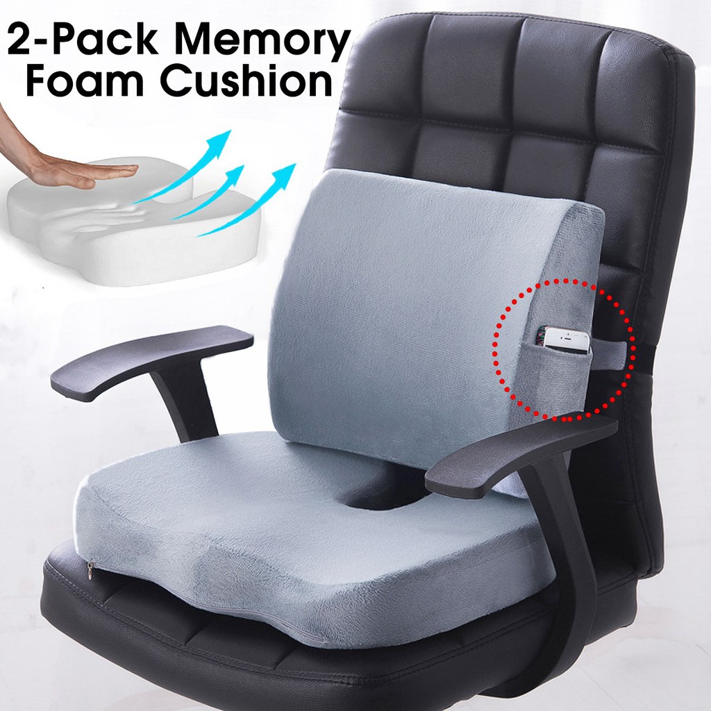 Memory Foam Seat Back Cushion Lumbar Waist Support Pillow Pain Relief