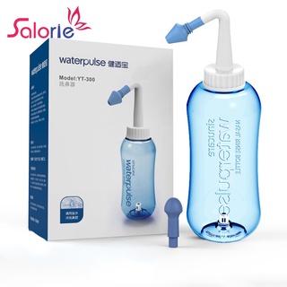Salorie Waterpulse Wash Nasal Nose Bottle 70/300/500ml Nasal Irrigation Sinus Rinse with Nasal Wash Salt 2.25/2.7/4.5g for Adult Kids Sinus Allergies Cold Flu Clean Nose