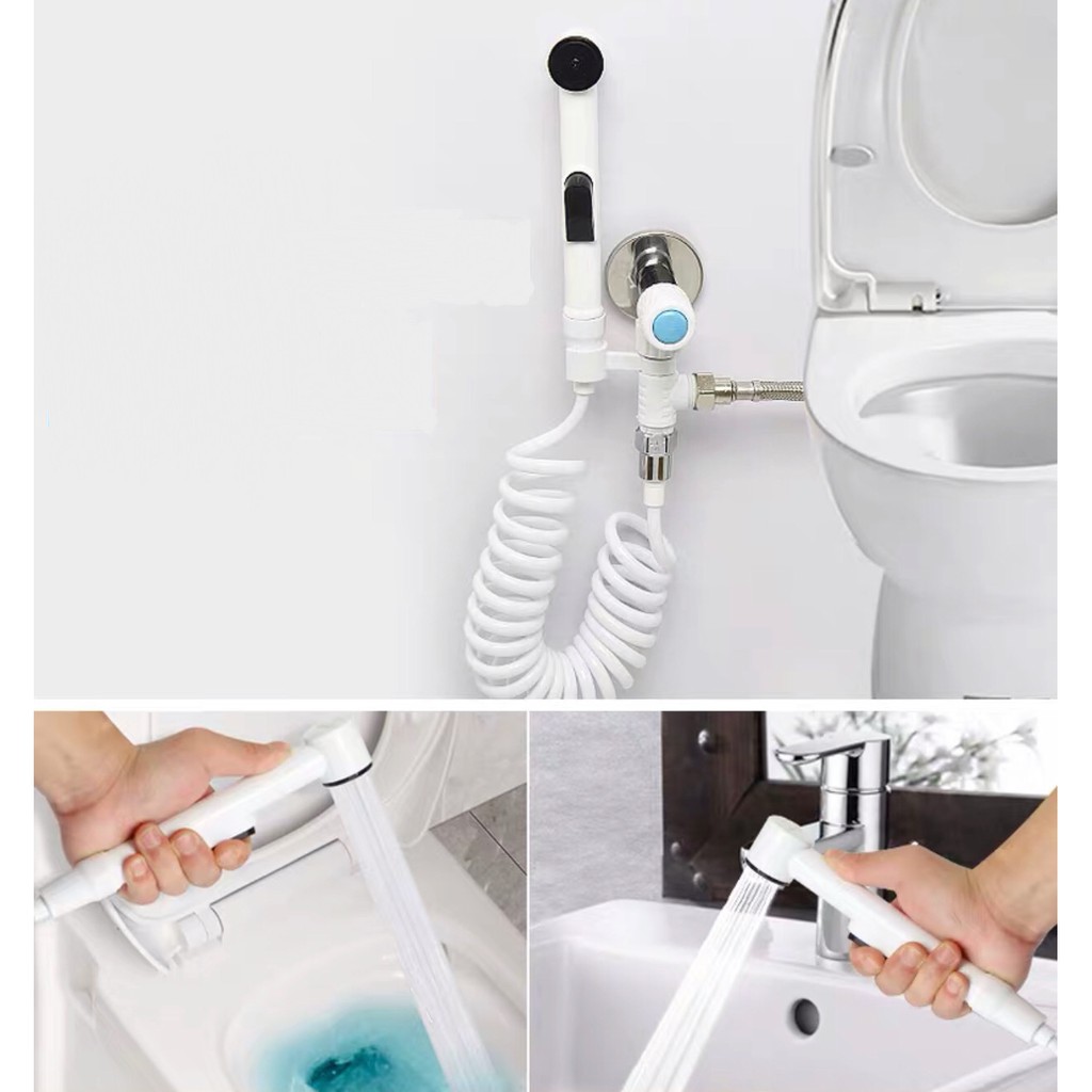 High Pressure Toilet Water Bidet Spray Wall Mounted Hanging Bathroom Hose Shower Douche