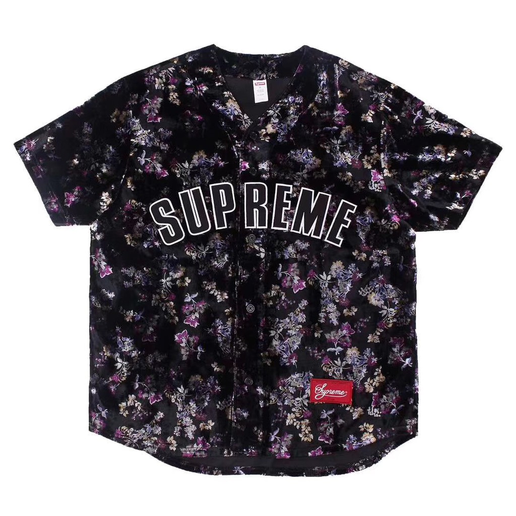 Supreme Floral Baseball Jersey Fw Suede 