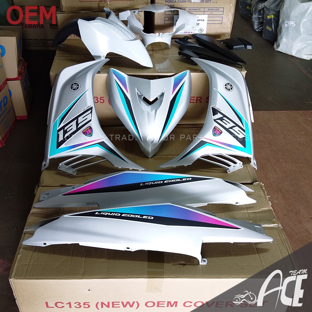 Coverset Lc135 V2 V3 Exciter 20th Anniversary Silver Yamaha Lcv2 Lcv3 Exciter 20th Anniversary Body Cover Set Oem Shopee Singapore