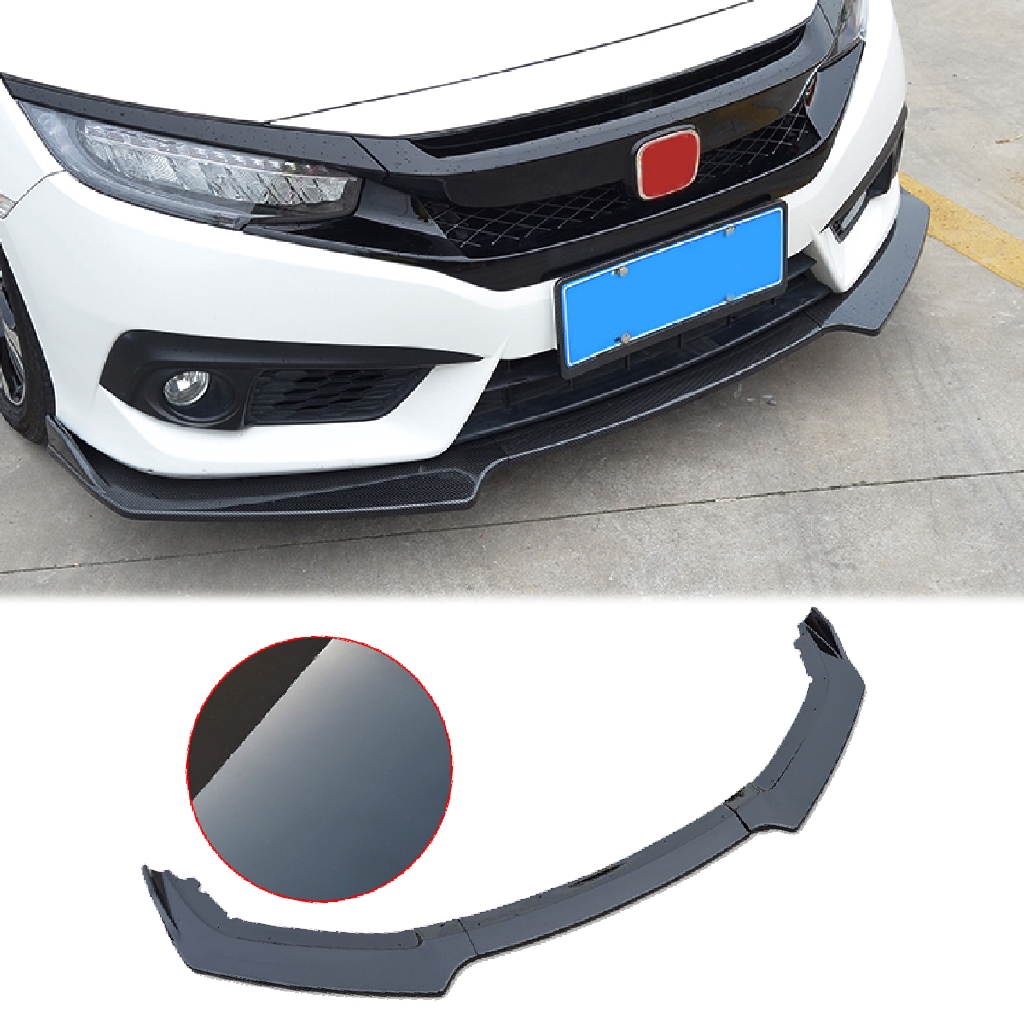 Glossy Black Front Bumper Lip Spoiler Splitters For Honda Civic Sedan 16-18