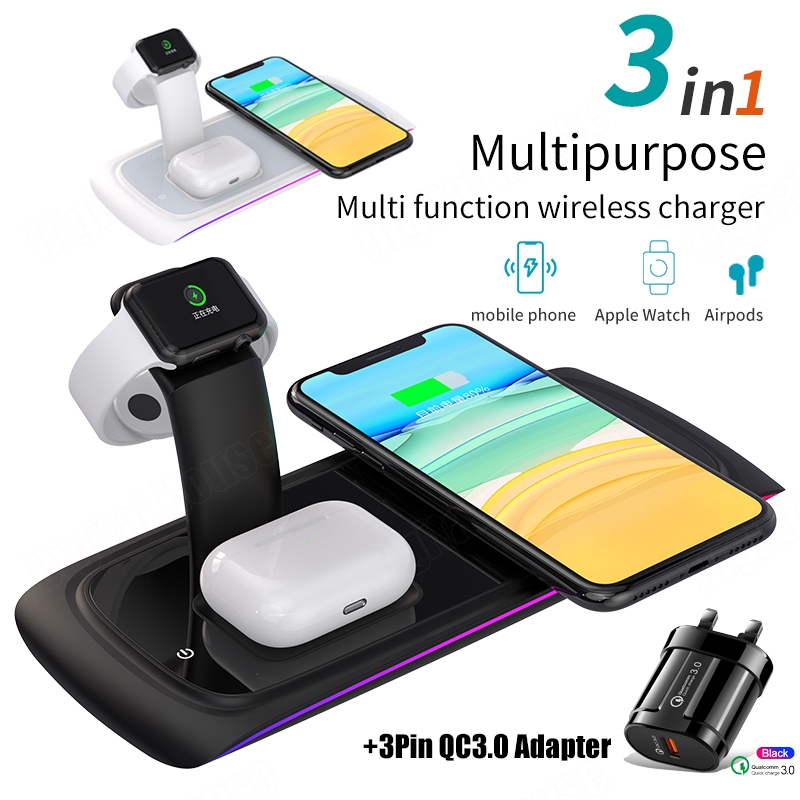 Wireless Charger 3 In 1 Wireless Charging Stations With Magnetic Apple Watch Charger Compatible With Apple Watch 5 4 3 2 1 Airpod Pro Iphone 11 Xr Xs X 8p 8 Se Samsung Huawei And More Qi Enabled Devices Shopee Singapore