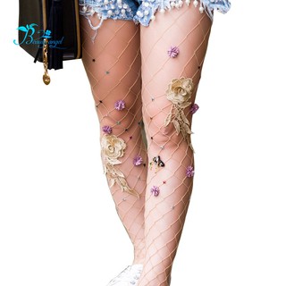Embroidery Flower Women Mesh Fishnet Pattern Pantyhose Tights Stocking Sock A