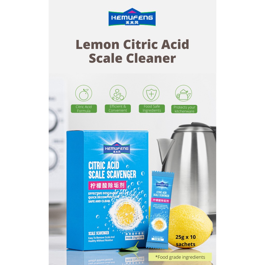 Lemon Citric Acid Scale Cleaner; Tea stain and limescale remover 25g