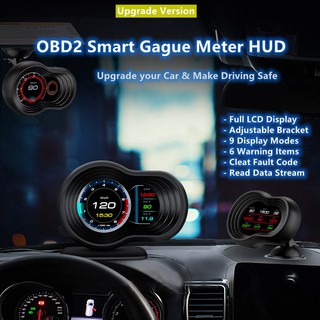 Smart Multi Display Car Gauge Meter OBD2 HUD Gauge with Oil Water Temperature Speed Display Alarm Turbo Boost Pressure M