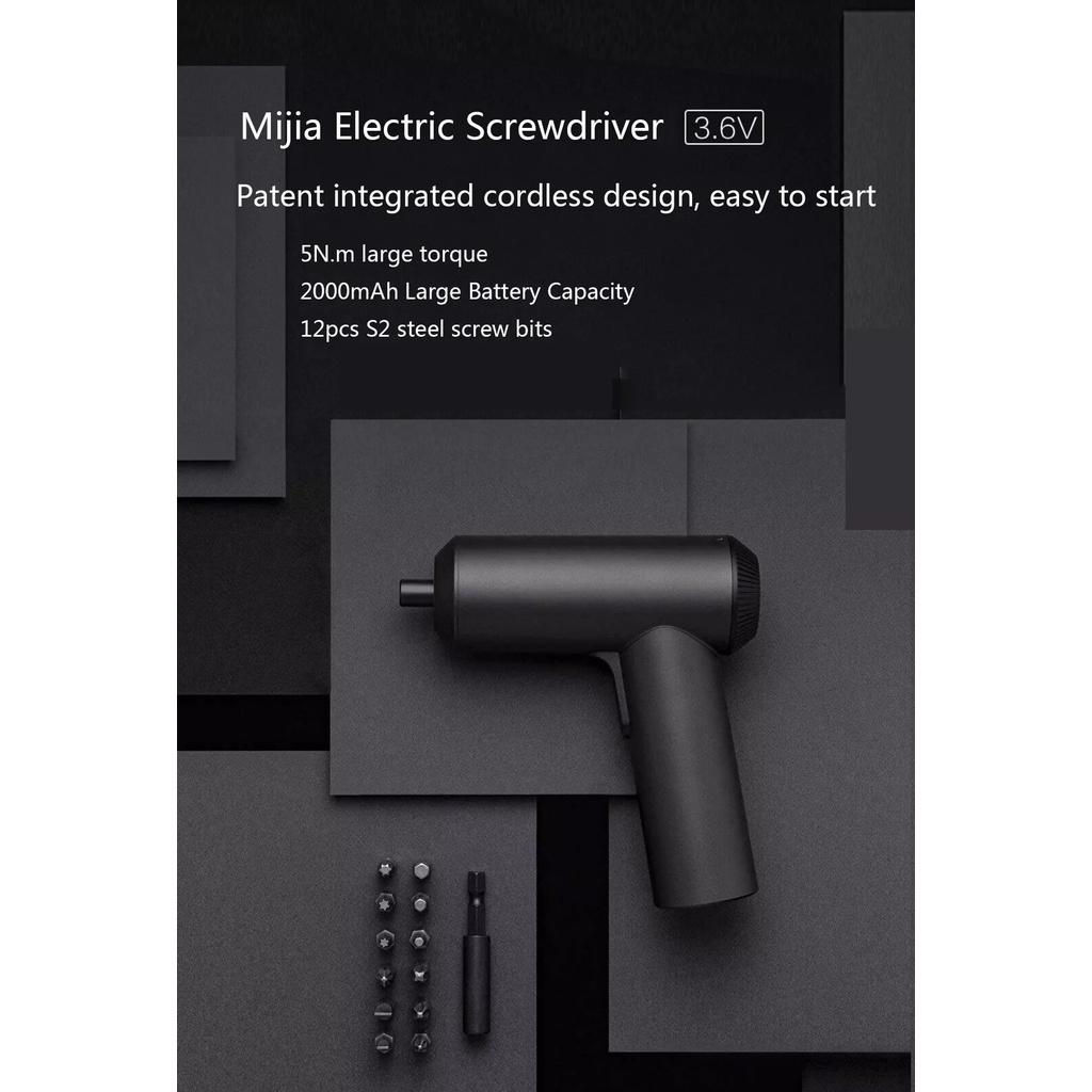 Hot Selling- Xiaomi Mijia Electric Screwdriver Patent Cordless 2000mAh Rechargeable Battery 5N.M Torque 12PC S2 B