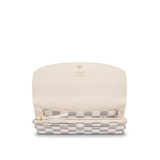 Louis Vuitton LV N63546 EMILIE White checkerboard pattern button change long clip | Shopee Singapore
