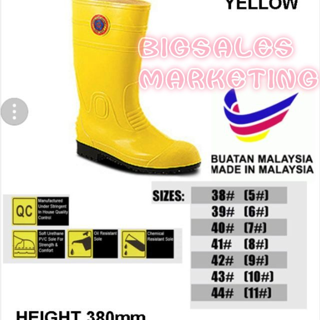 7000 Korakoh Yellow Safety Rubber Boot Kasut Boot Getah Shopee Singapore