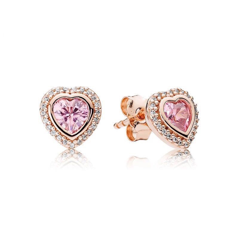 pandora rose gold heart earrings