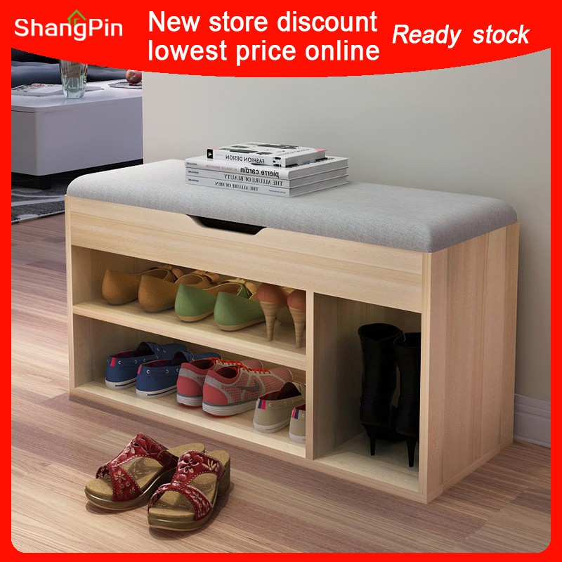 Shoe Change Stool Home Entrance Shoe Rack Storage Stool Storage Cabinet Can Sit On The Shoe Cabinet Imitation Solid Wood Simple Entry Shoe Bench Shopee Singapore