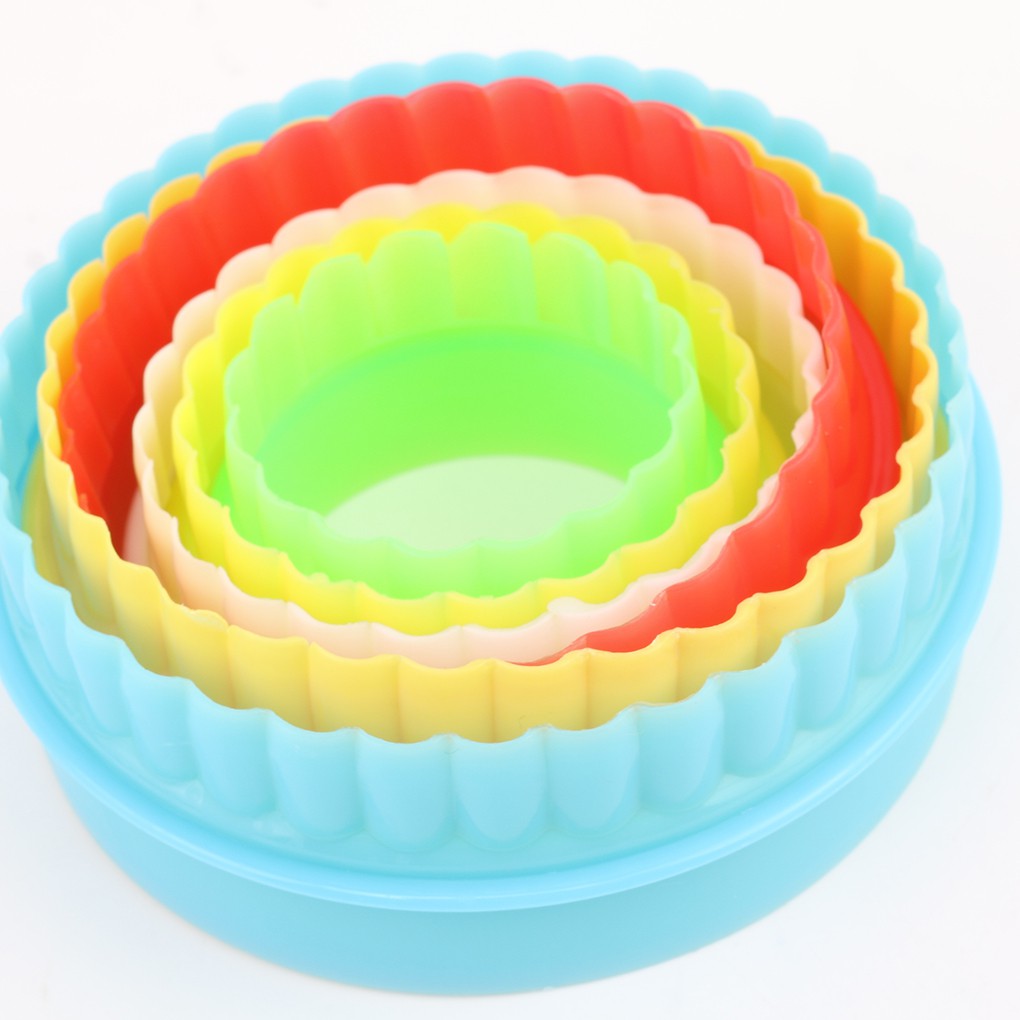 Colourful Plastic Cookie Biscuit Cutter Star Frill Flower Shape Pastry Mould 