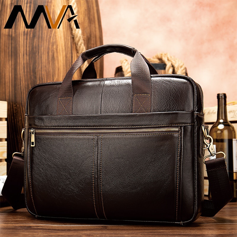 MVA men's briefcase/genuine Leather messenger bag men leather/business