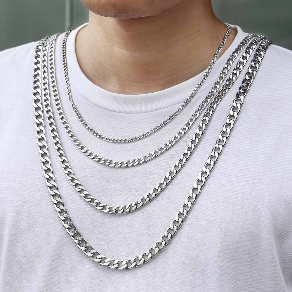 Streetwear Chain Silver Wheat Chain 3mm Silver Chain Slick Necklace Gifts For Her Gioielli Collane Catene Women's Chain Gifts For Him Men's Chain 