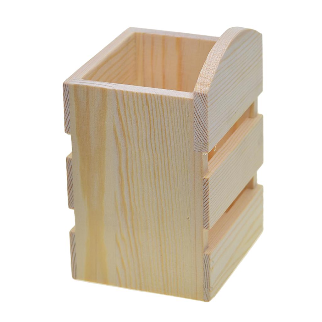 Wooden Desk Organizer Pencil Cup Pen Holder Box Diy Coloring Case