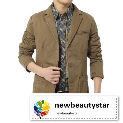 New Blazer Men Cotton Denim Parka Slim Fit Jackets Army Green Khaki Large Shopee Singapore