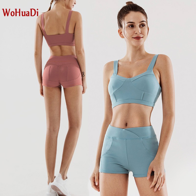 Women Casual Sport Bra 2pcs Set Sleeveless Slim Solid Top High Waist Shorts Yoga Fitness Gym Outfits Tracksuits Shopee Singapore