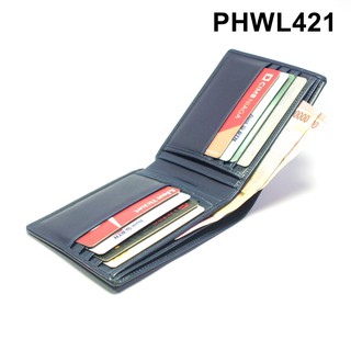 Men'S wallet Genuine Cowhide Dark Blue bifold wallet - PHWL421