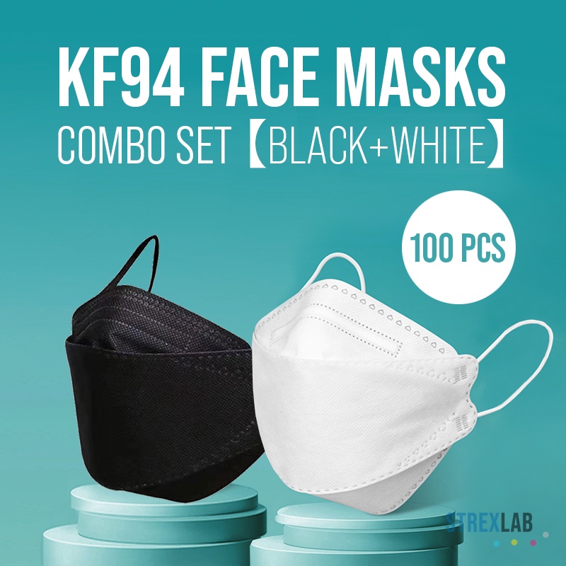 🔥【HOT】KF94 Face Mask Combo Set 🔥 100pcs Black White Korea 3D 4Ply BFE