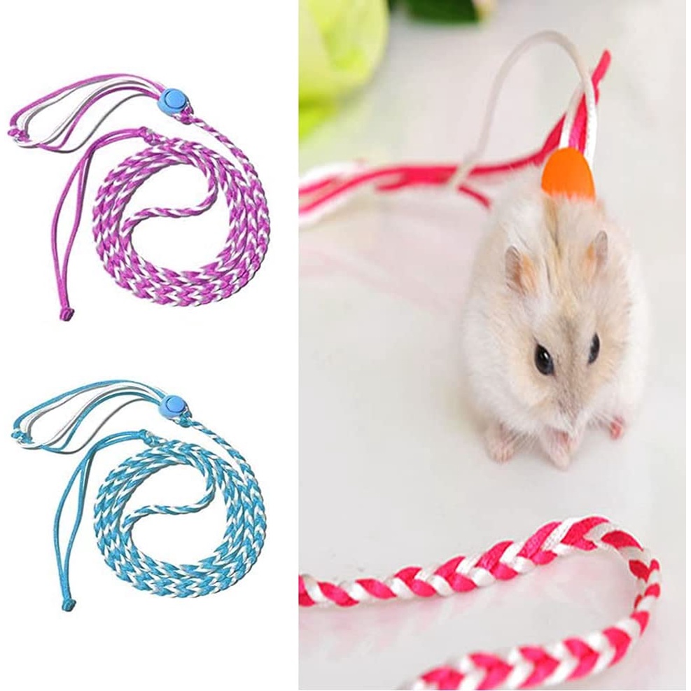 Hamster Rat Mouse Leash Lead Rope 1.4M Adjustable Ferret Harness Baby Rabbit 