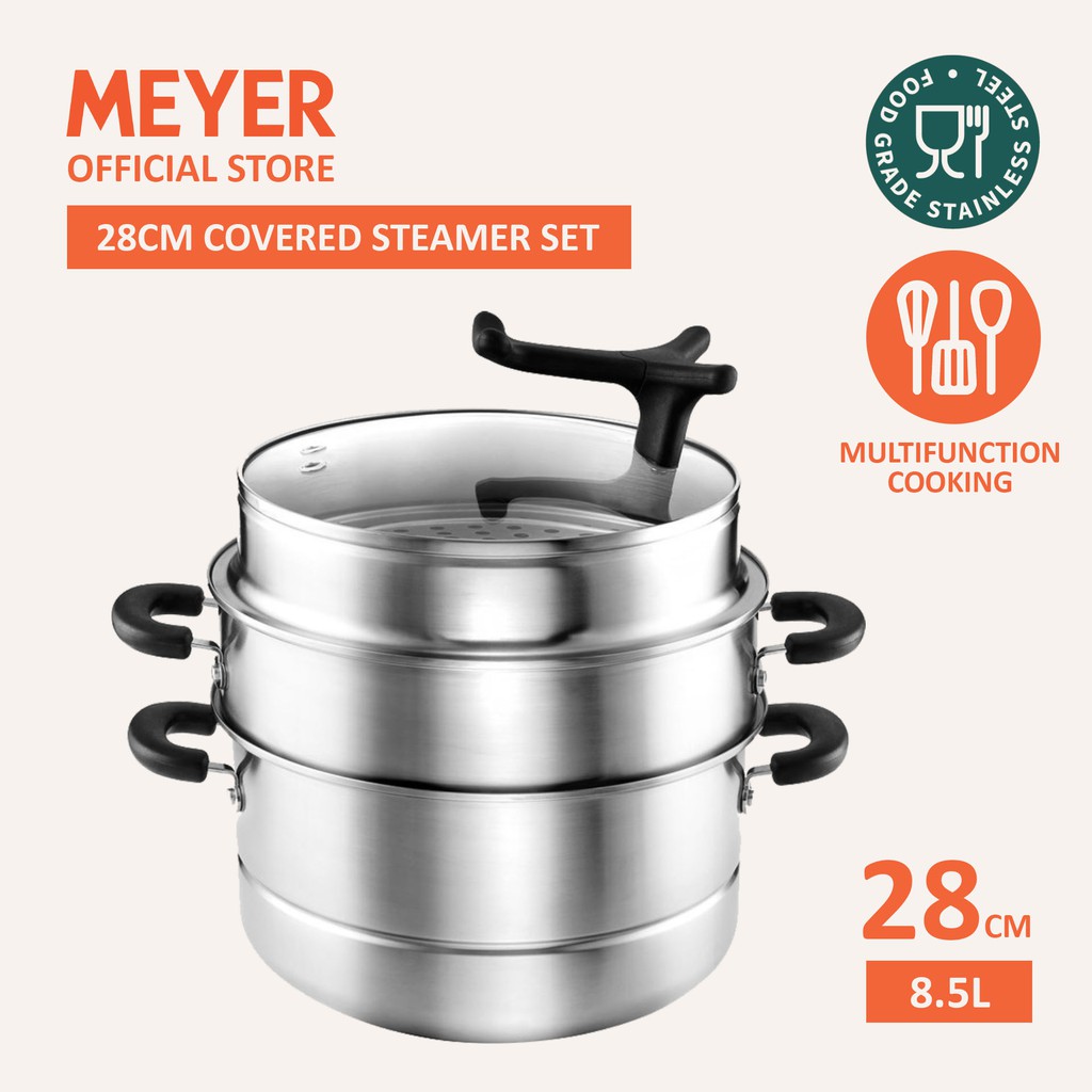 [Meyer] IH Stainless Steel 28cm 8.5L 3 Tier Multi Steamer with Glass