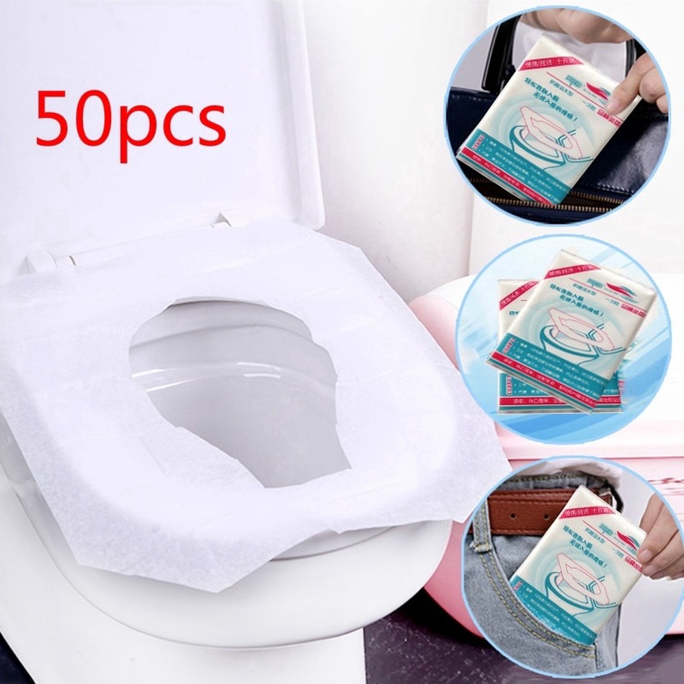 50pcs Portable Pocket Disposable Hygienic Paper Toilet Bowl Seat Stool