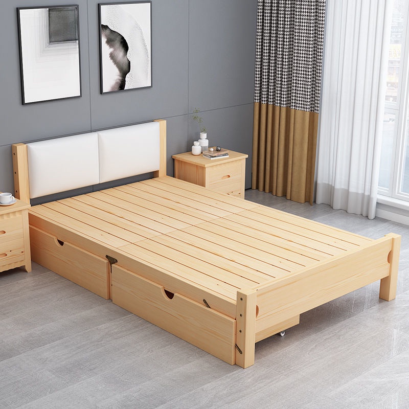 Foldable Bed Solid Wood Bed Folding Bed Single Bed 1.2m Family Rental 