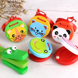 Cute Cartoon Castanets Infant Wooden Musical Toy Instrument Educational Kids Toy