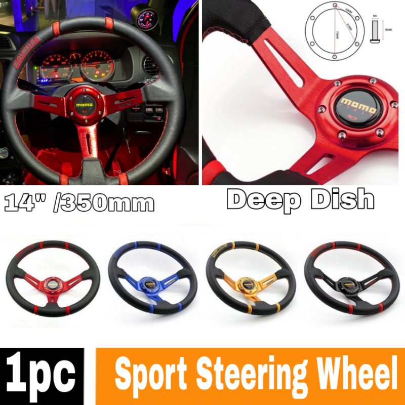 14 Universal Car Sport Steering Wheel 350mm Deep Dish Drifting Perodua Proton Wira Saga Viva Waja Myvi Kancil Titanium Shopee Singapore