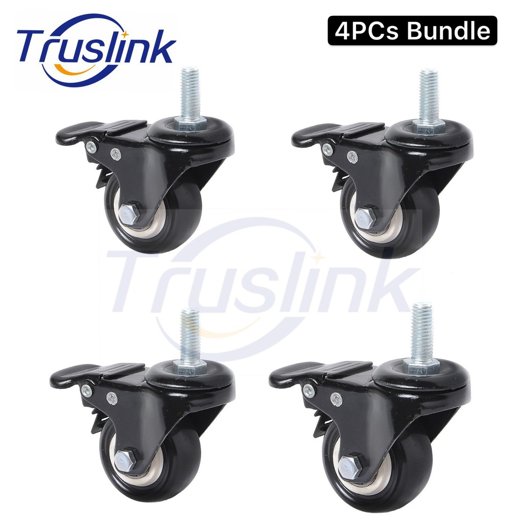 4PCs 2 Inch Swivel Caster Wheels PU Threaded Stem Caster Wheel with