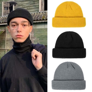 Image of [ Stock ] Fashion Solid Color Autumn Winter Casual Hat/ Hip Hop Unisex Beanies Hats/ Women Retro Warm Knitted Skullcap/ Men Fisherman Hats