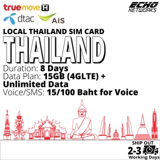 8 Days Thailand 15GB(4GLTE) + Unlimited Data | Thailand Local SIM Card | No Registration Required