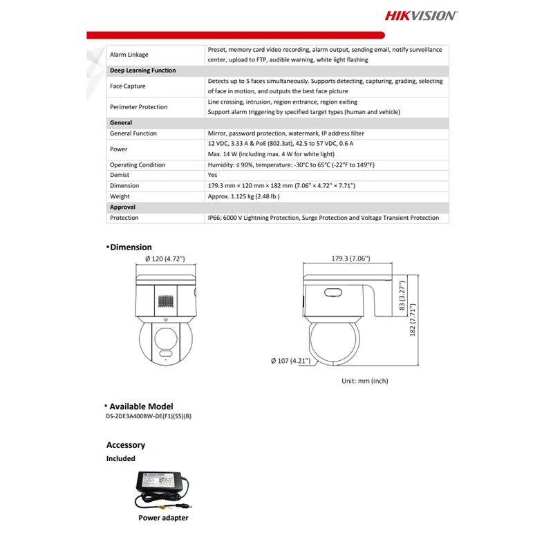 Hikvision Ds 2de3a400bw De F1 S5 B 4mp Colorvu Network Pt Camera Shopee Singapore