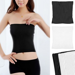 Image of Basic Layering Stretch Plain Strapless Tube Top