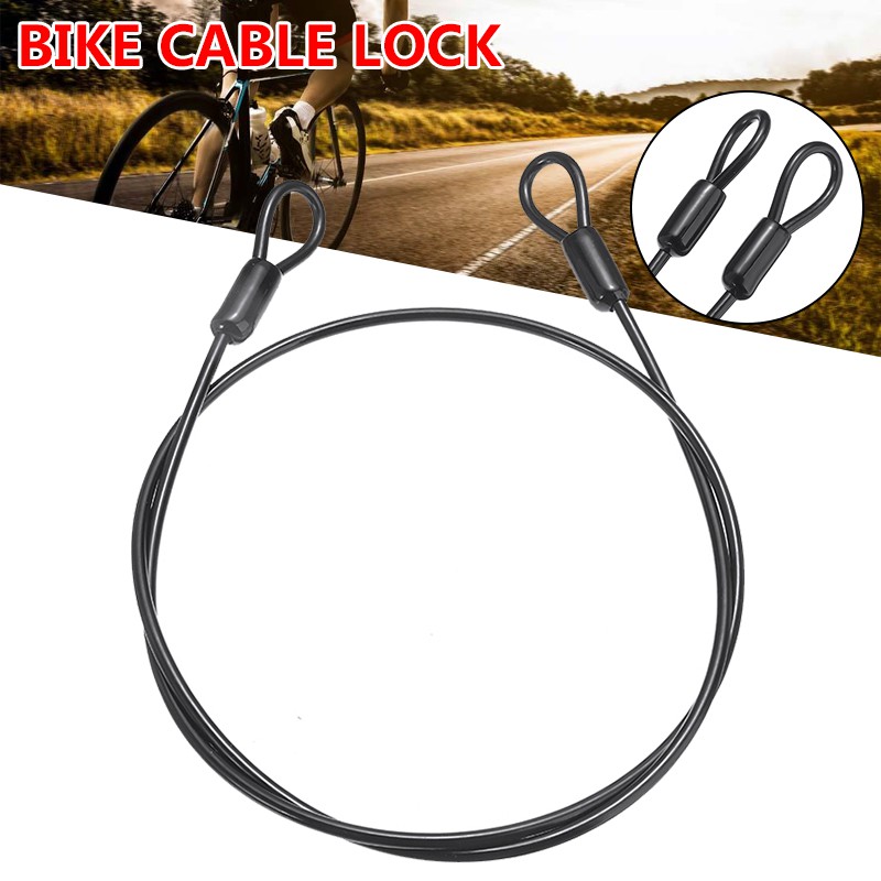 Double Loop Bike Bicycle Security Cable Lock Steel Strap U-Lock 100cm x ...