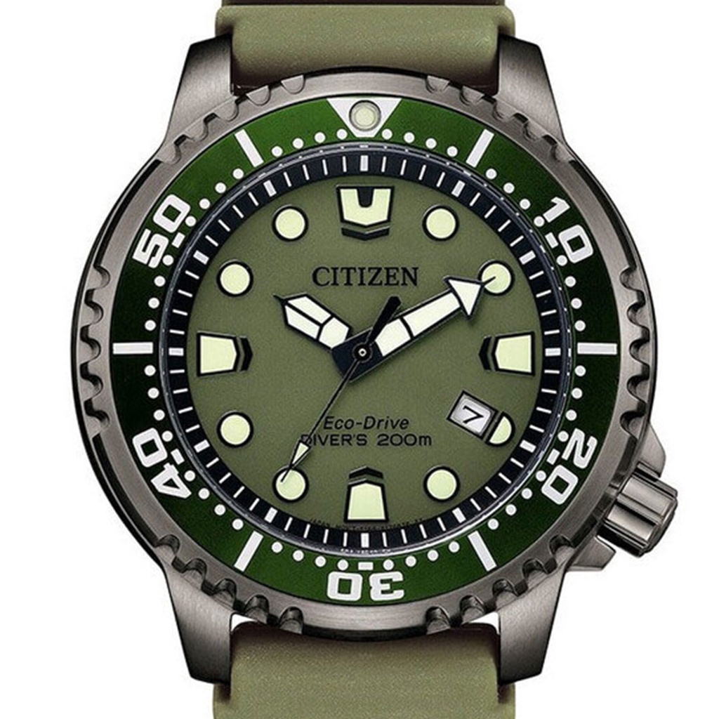 Original Citizen Promaster Marine Green Rubber BN0157-11X Eco-Drive Diving Watch