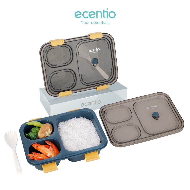 ecentio kotak makan anti tumpah tempat makan lunch box set 1300ml 3/4/5 Grid Kotak Makan Dengan Dengan Kotak Sup Dan Sendok