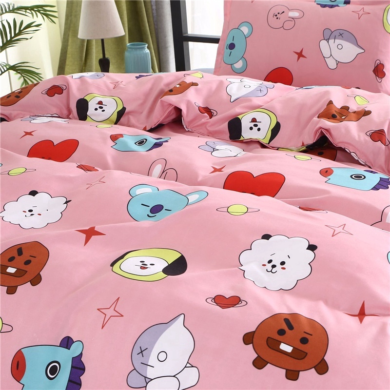 Kpop Bts Bt21 Bedding Set Cute Pillow Case Quilt Cover Comforter Bedding Set 3pcs Set 4pcs Set Shopee Singapore