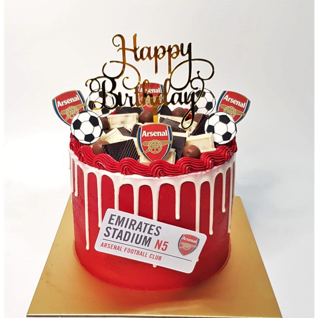 Arsenal Soccer Ball Red And White Drip Money Pulling Cake 