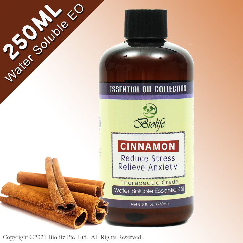 Biolife Cinnamon Water Soluble Aromatherapy Essential Oil (250ml), 100 Natural Botanical