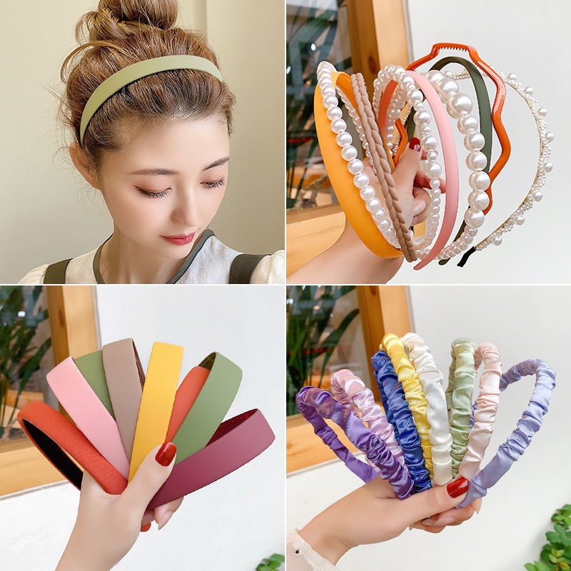 8pcs/set Korean Women Girl Pearl Headband Hair Band Wash Face Headbands Fashion Hairdress Hair Accessories