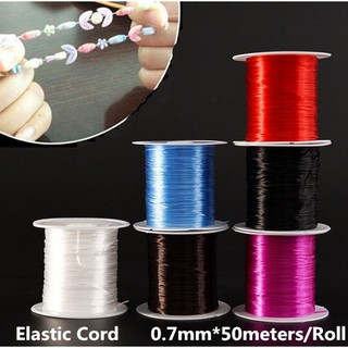Image of 1Roll 50m*0.7mm Elastic Beading Colorful Stretchy Elastic Cord Crystal String Wire For DIY Bracelet Jewelry Findings