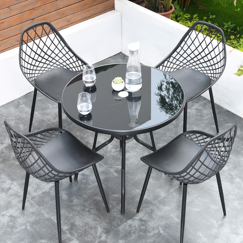 Outdoor Balcony Leisure Rattan Coffee, Round Plastic Garden Table