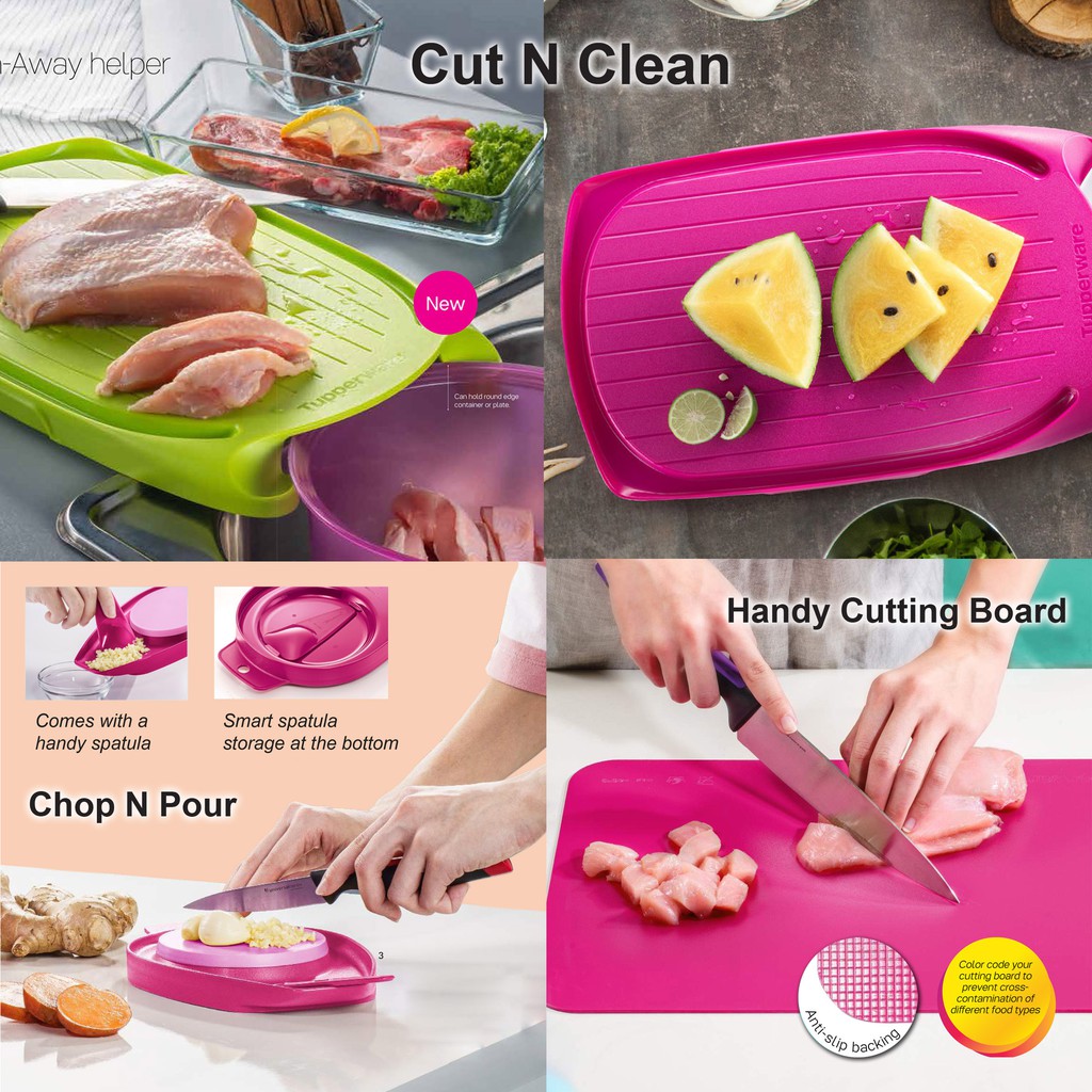 Tupperware Cut N Clean Chop N Pour Handy Cutting Board Shopee Singapore