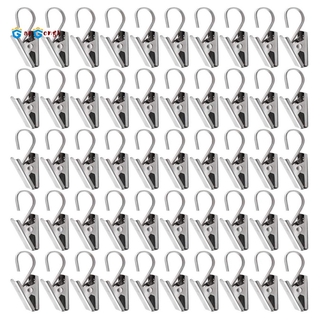 60 Pcs Stainless Steel Curtain Clips Metal Hanging Hooks Small Shower Curtain Hooks Hanger for Curtain Photos Bedroom Home Decoration Outdoor Party Wire Holder Art Craft Display 