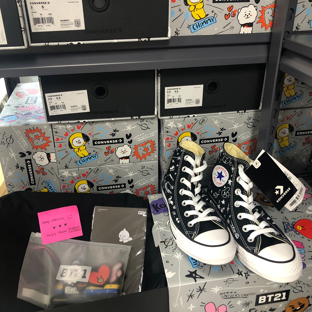 BT21 x Converse Collarboration Chuck Taylor All Star High Black (Limited) |  Shopee Singapore