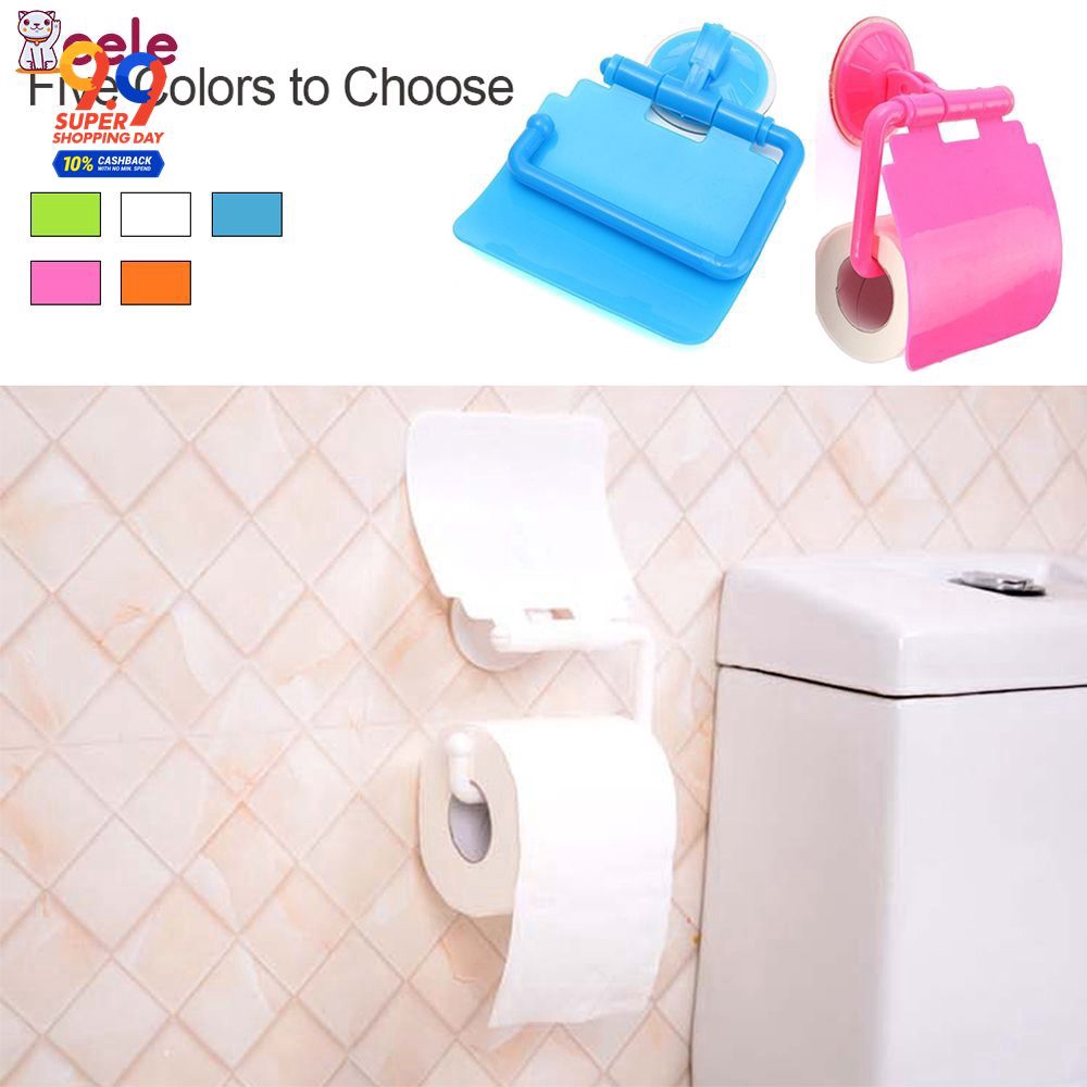 Eele Wall Mounted Plastic Suction Cup Bathroom Toilet Paper Roll Holder Shopee Singapore