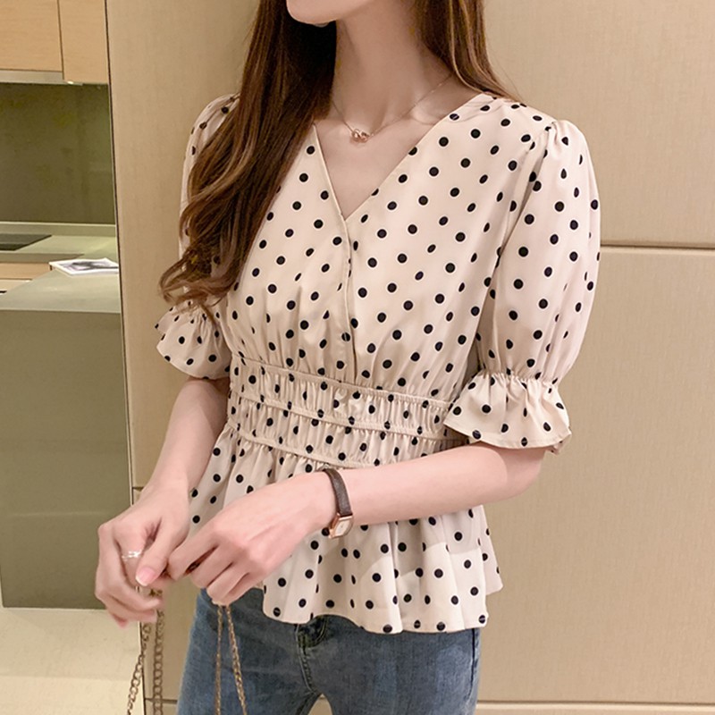 polka dot peplum top